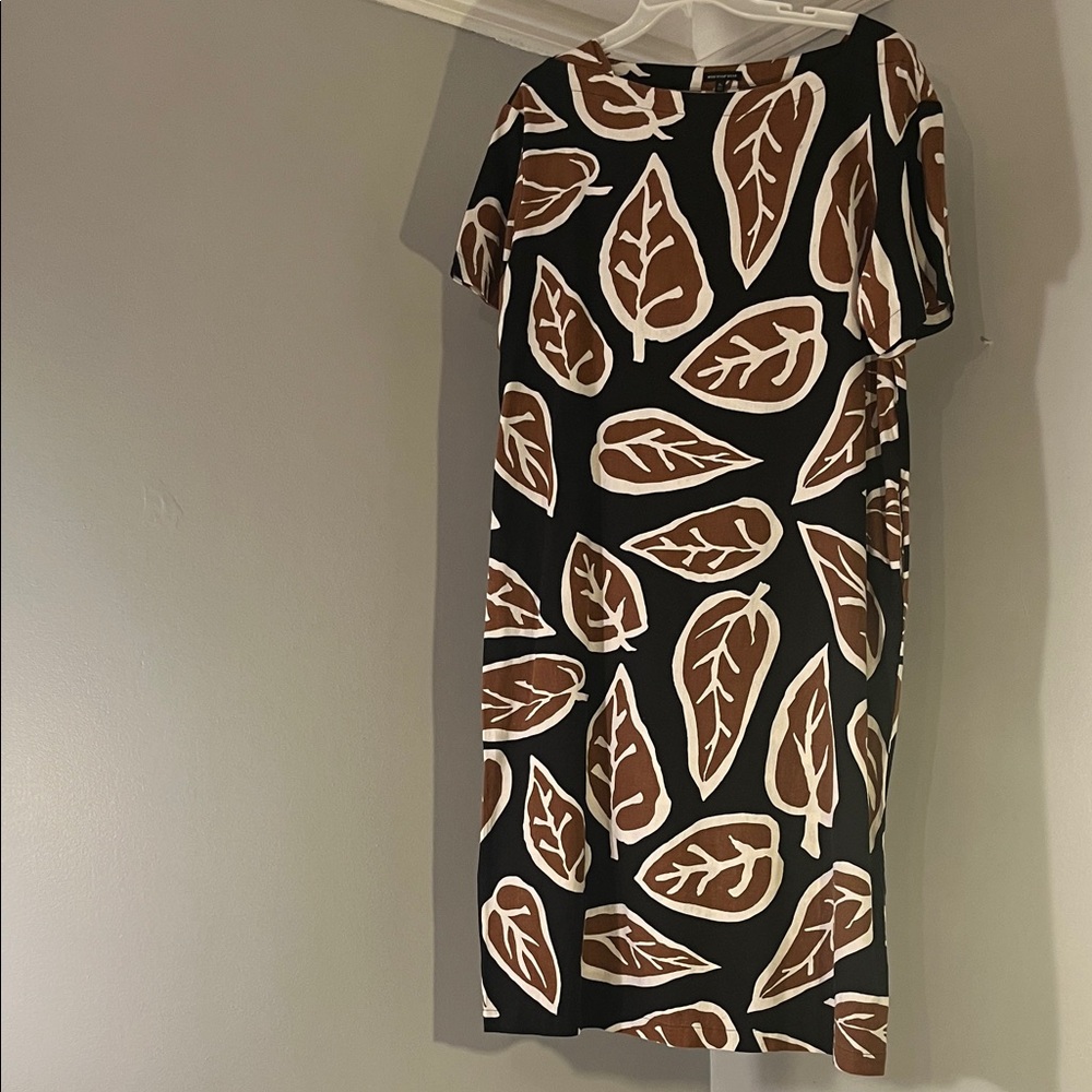 Who What Wear Black and Brown Leaf Midi Dress